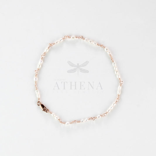 Pearl Cluster Anklet in Rose Gold Fill