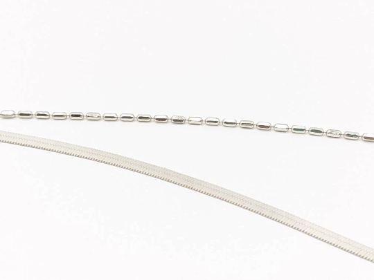 Layering Herringbone Anklet | Sterling Silver with Platinum Plating | Adjustable Fit | Timeless & Modern Jewelry