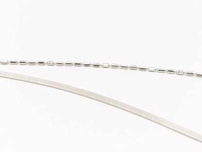 Layering Herringbone Anklet | Sterling Silver with Platinum Plating | Adjustable Fit | Timeless & Modern Jewelry