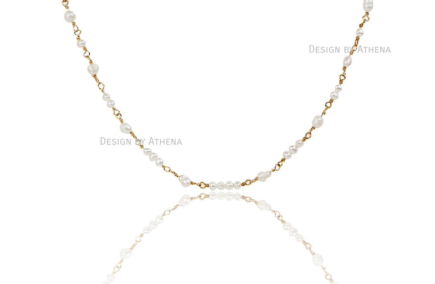 Pearl Cluster Necklace in Yellow Gold Fill