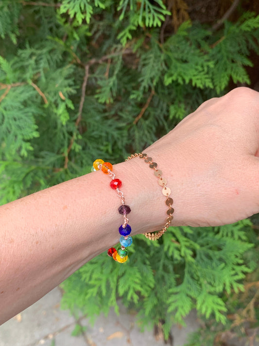 Chakra Bracelet in Sterling Silver | Handmade Glass Bead Energy Jewelry | Custom Fit with Extension