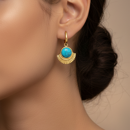 Turquoise Horizon Semicircle Studs