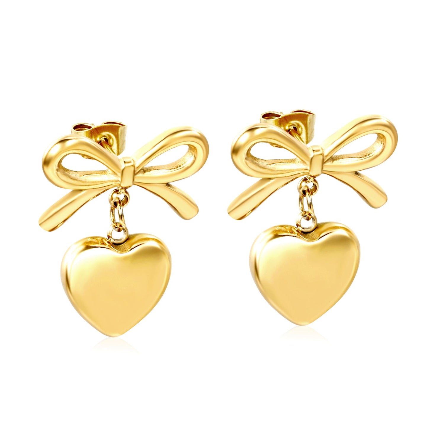 Bow & Heart Charm Studs