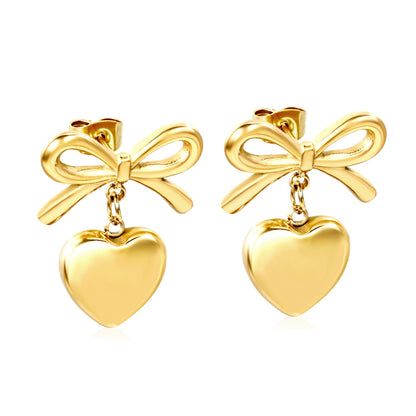 Bow & Heart Charm Studs