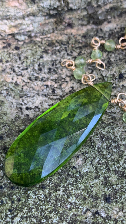 Peridot Bloom Necklace – Handcrafted Yellow Gold Fill August Birthstone