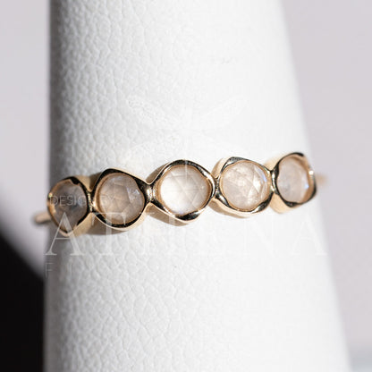 Moonstone Band Ring in 14K Yellow Gold