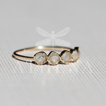Moonstone Band Ring in 14K Yellow Gold