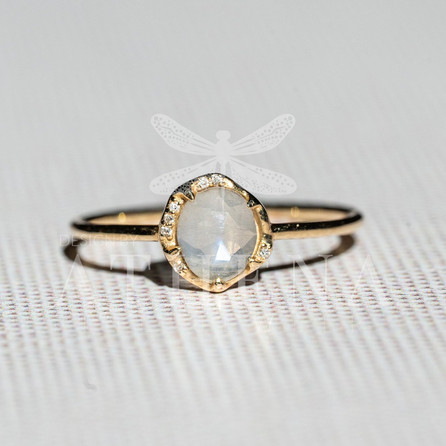 Moonstone Solitaire Ring in 14K Yellow Gold