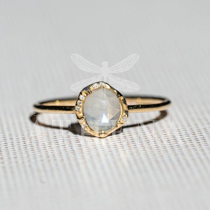 Moonstone Solitaire Ring in 14K Yellow Gold