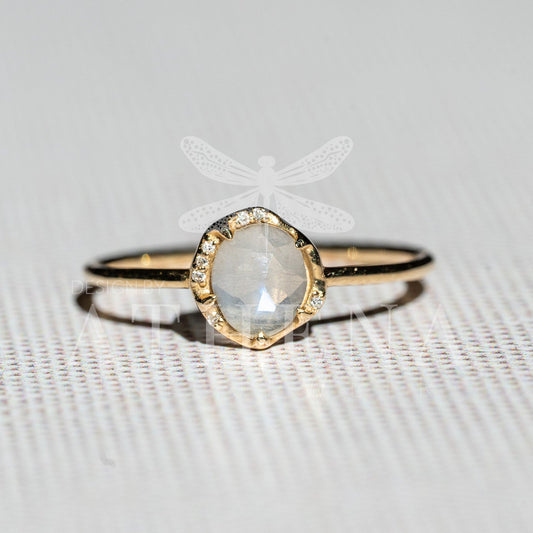 Moonstone Solitaire Ring in 14K Yellow Gold