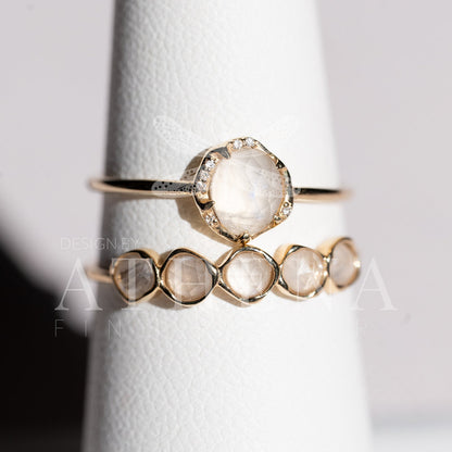 Moonstone Solitaire Ring in 14K Yellow Gold