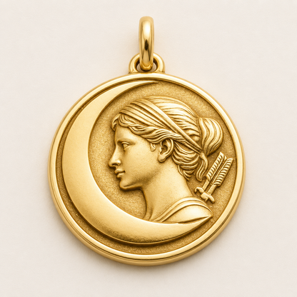 Artemis Pendant – Crescent Moon Goddess Medallion