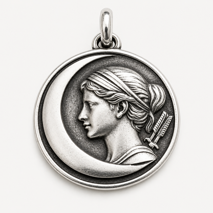 Artemis Pendant – Crescent Moon Goddess Medallion