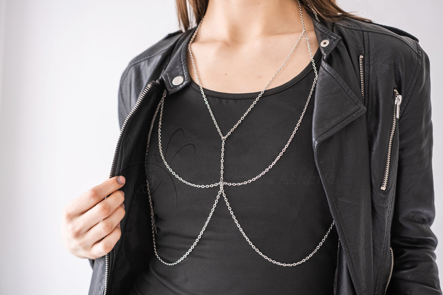Gold Body Chain, Metal Bralette, Layered Harness, Body Jewelry, Layered Chain