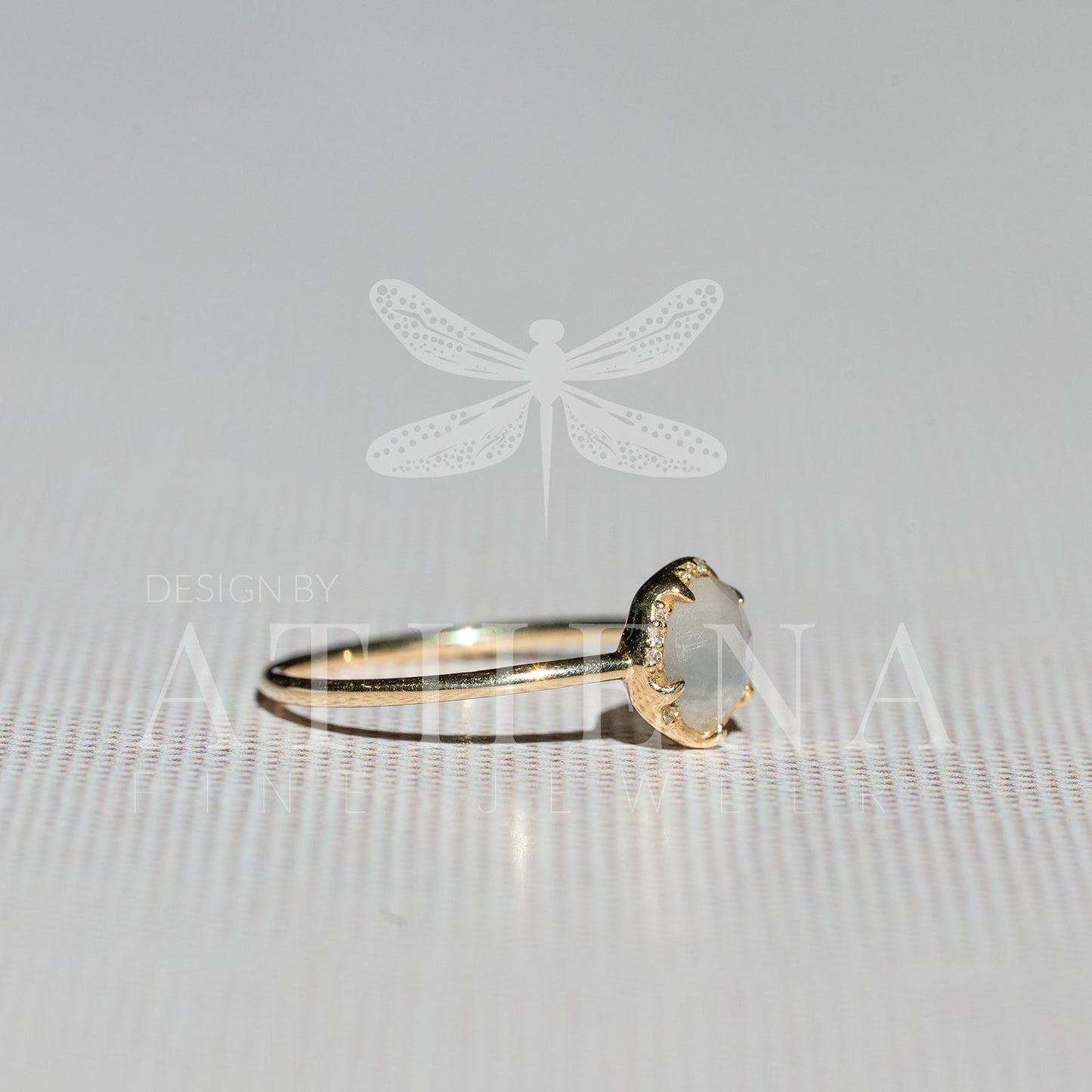 Moonstone Solitaire Ring in 14K Yellow Gold