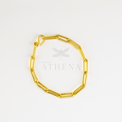 Athena’s Bold Link Anklet – Sterling Silver or 18K Yellow Gold | Handcrafted Paperclip Chain