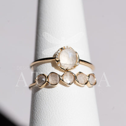 Moonstone Solitaire Ring in 14K Yellow Gold