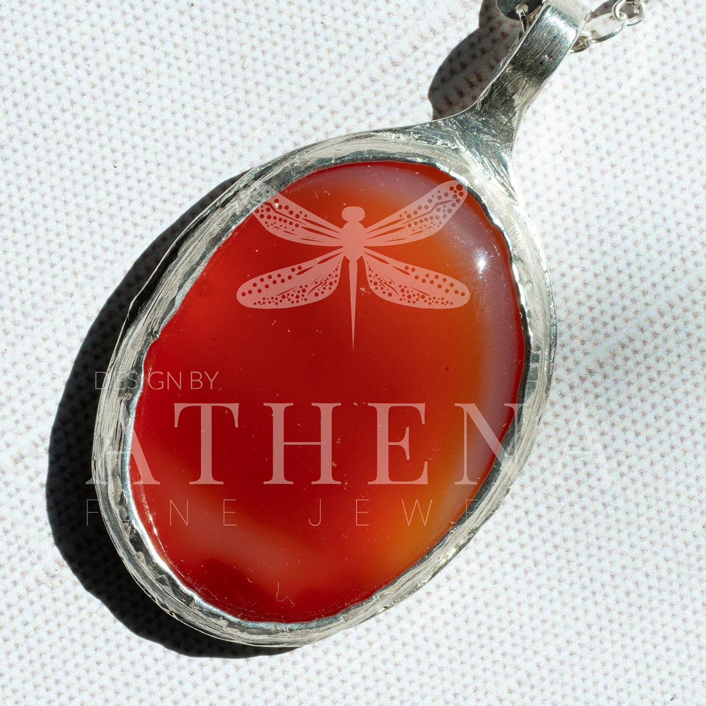 Carnelian Necklace in Sterling Silver | Large OOAK Statement Pendant | 16–18” Adjustable Chain | Echoes of the Lake Collection