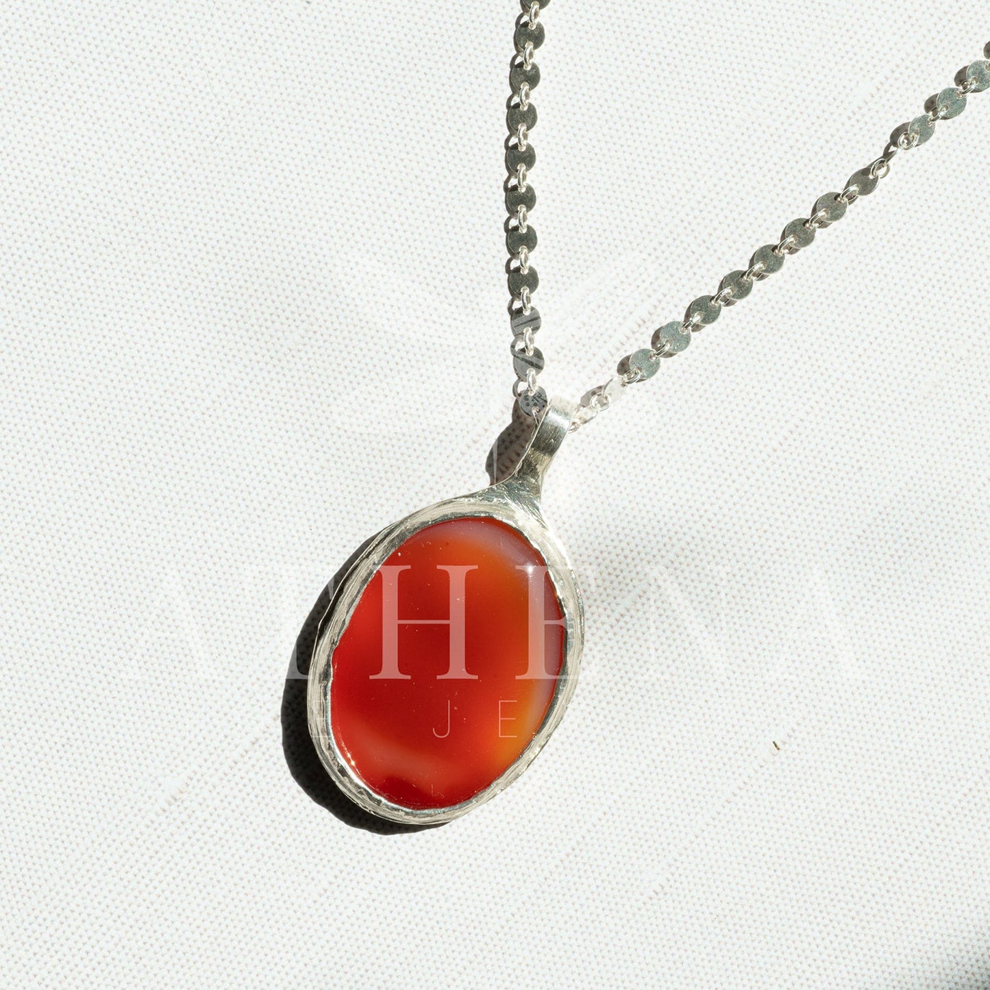 Carnelian Necklace in Sterling Silver | Large OOAK Statement Pendant | 16–18” Adjustable Chain | Echoes of the Lake Collection