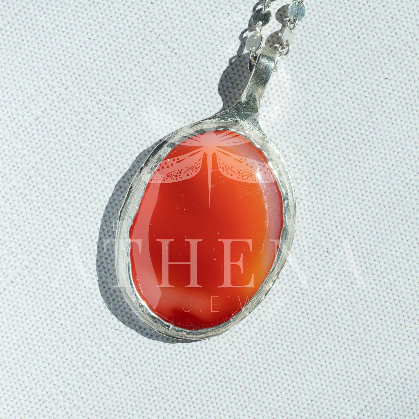 Carnelian Necklace in Sterling Silver | Large OOAK Statement Pendant | 16–18” Adjustable Chain | Echoes of the Lake Collection