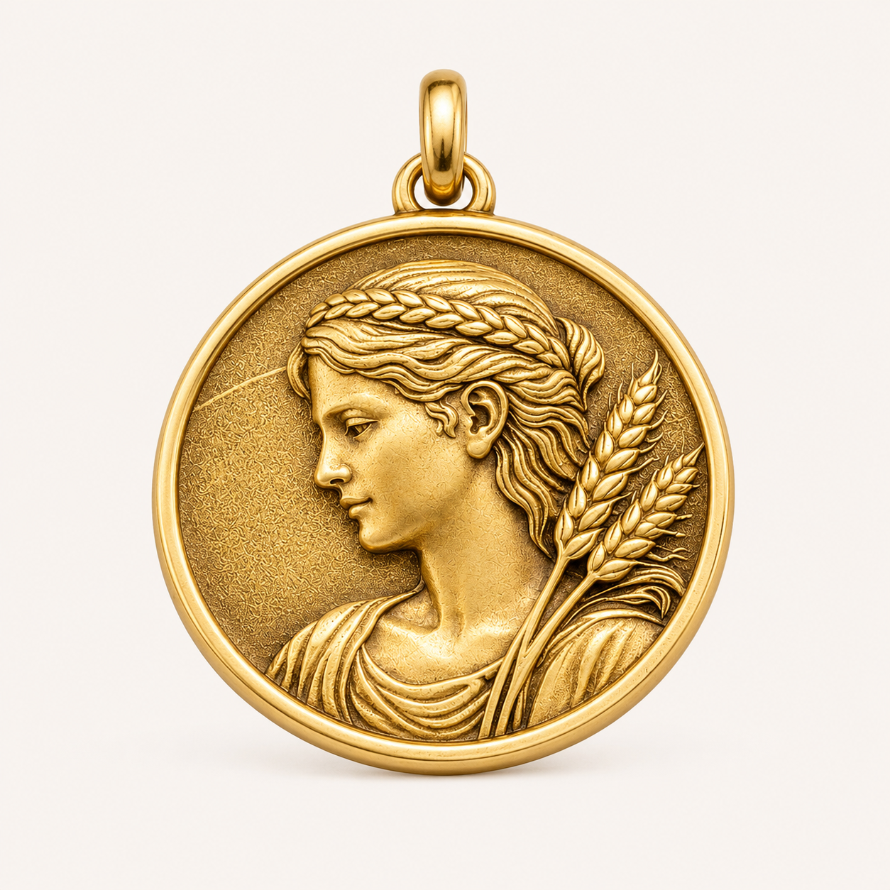Demeter Pendant – Greek Goddess of Harvest and Renewal Medallion in Sterling Silver or Solid Gold