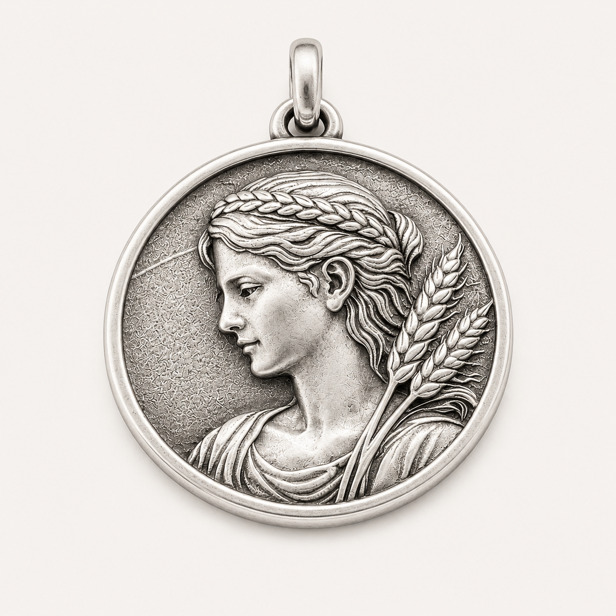 Demeter Pendant – Greek Goddess of Harvest and Renewal Medallion in Sterling Silver or Solid Gold