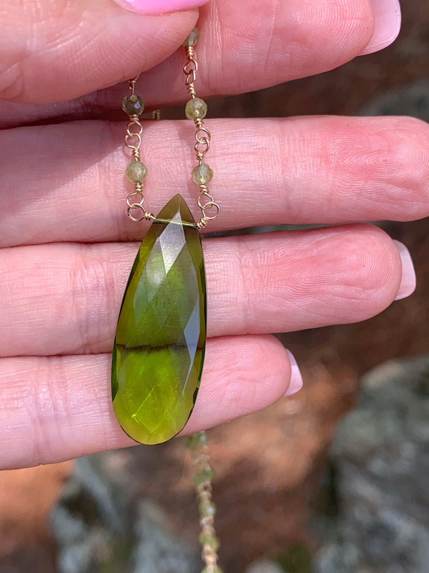 Peridot Bloom Necklace – Handcrafted Yellow Gold Fill August Birthstone