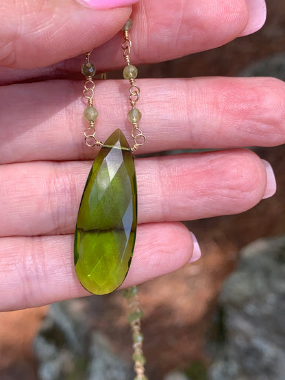 Peridot Bloom Necklace – Handcrafted Yellow Gold Fill August Birthstone