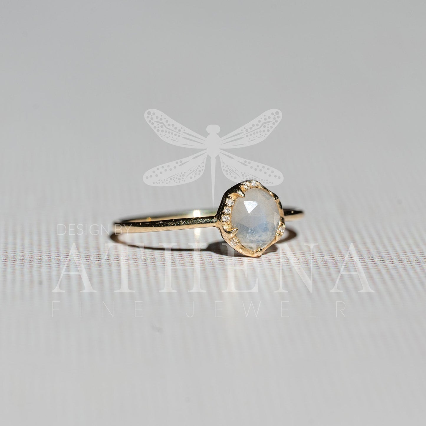 Moonstone Solitaire Ring in 14K Yellow Gold