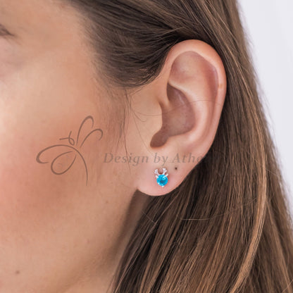 Reindeer Birthstone Stud Earrings – Sterling Silver Platinum-Plated