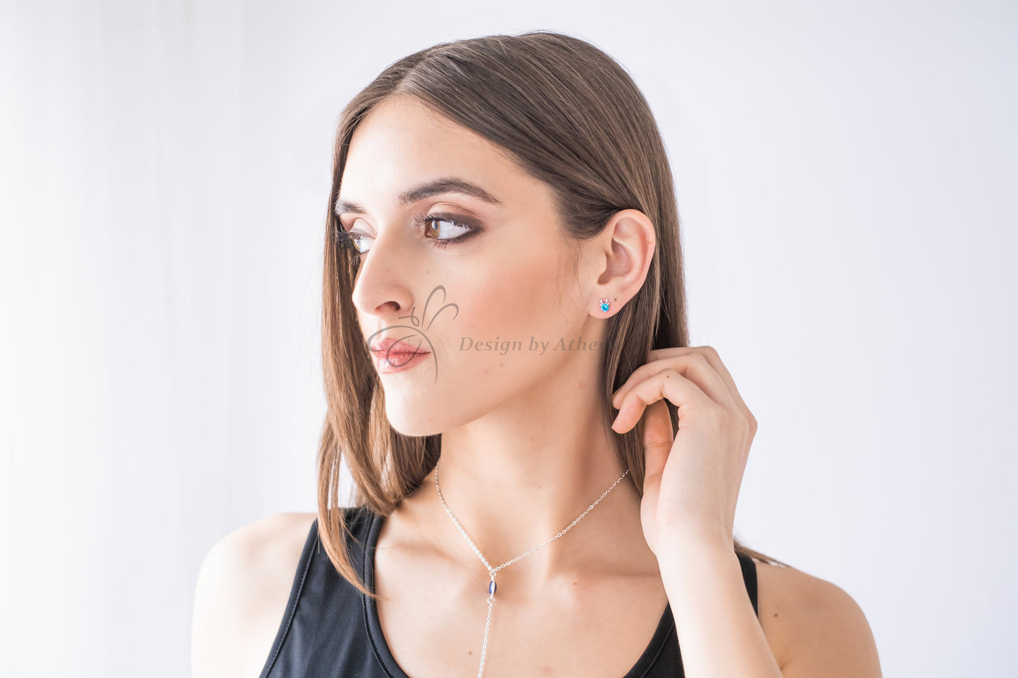 Reindeer Birthstone Stud Earrings – Sterling Silver Platinum-Plated