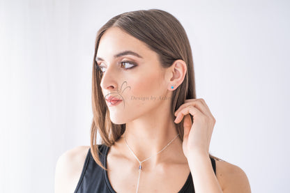 Reindeer Birthstone Stud Earrings – Sterling Silver Platinum-Plated
