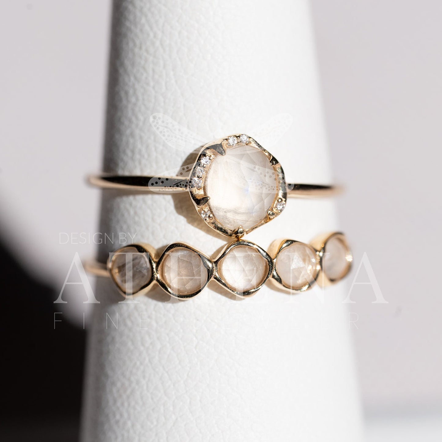 Moonstone Band Ring in 14K Yellow Gold