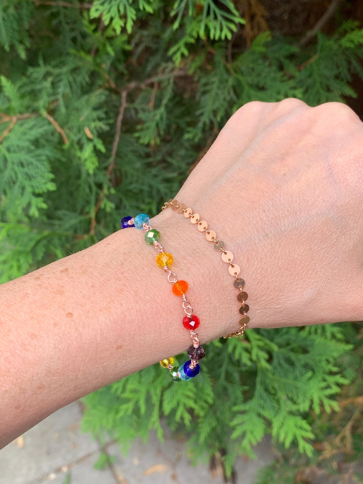 Chakra Bracelet in Sterling Silver | Handmade Glass Bead Energy Jewelry | Custom Fit with Extension