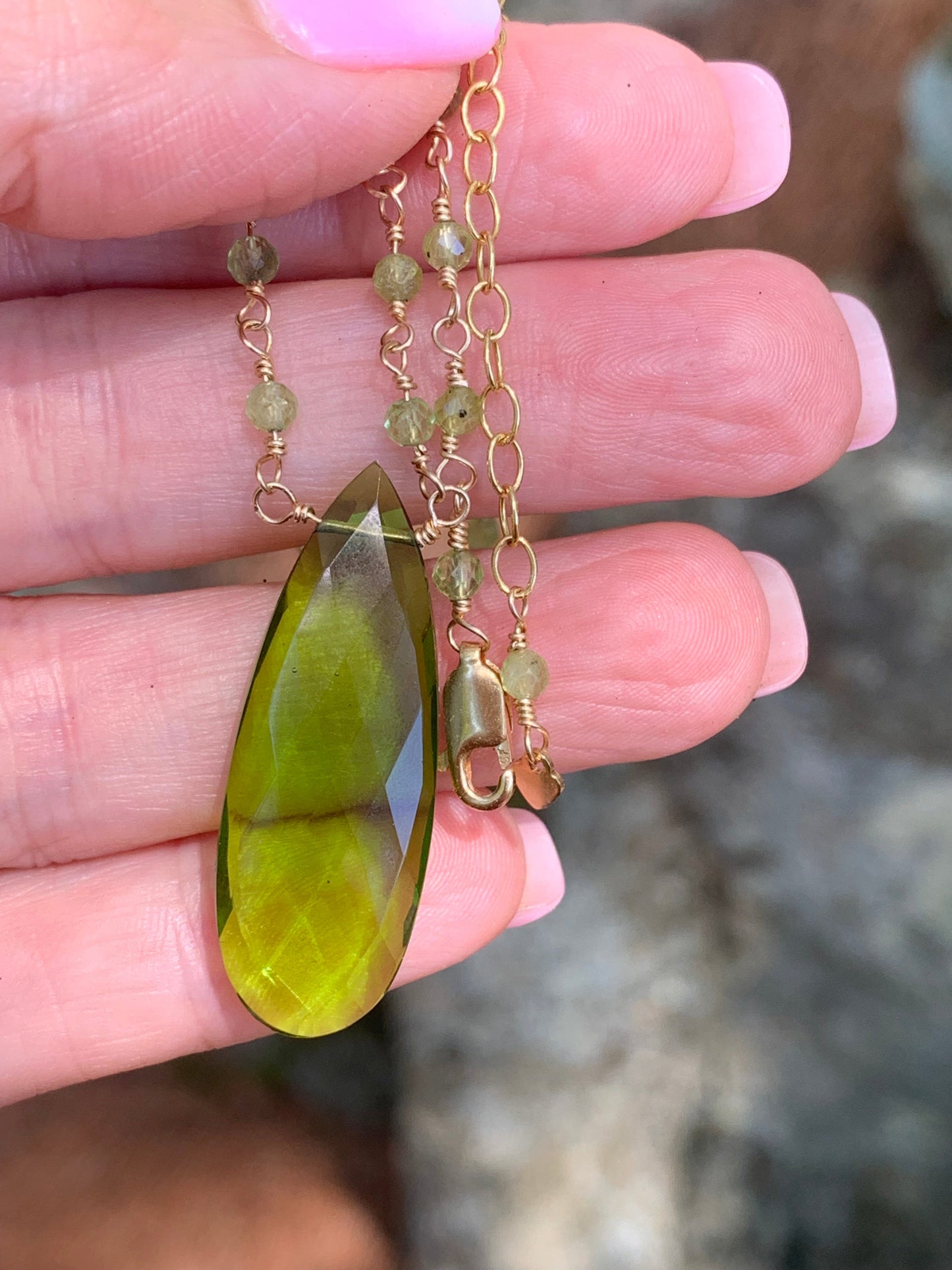 Peridot Bloom Necklace – Handcrafted Yellow Gold Fill August Birthstone