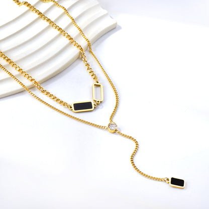 Monochrome Diamond Drop Chain