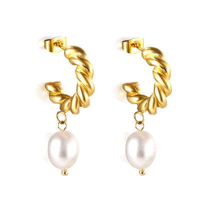 Gold Pearl Crescent Drops