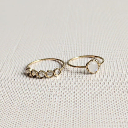 Moonstone Band Ring in 14K Yellow Gold
