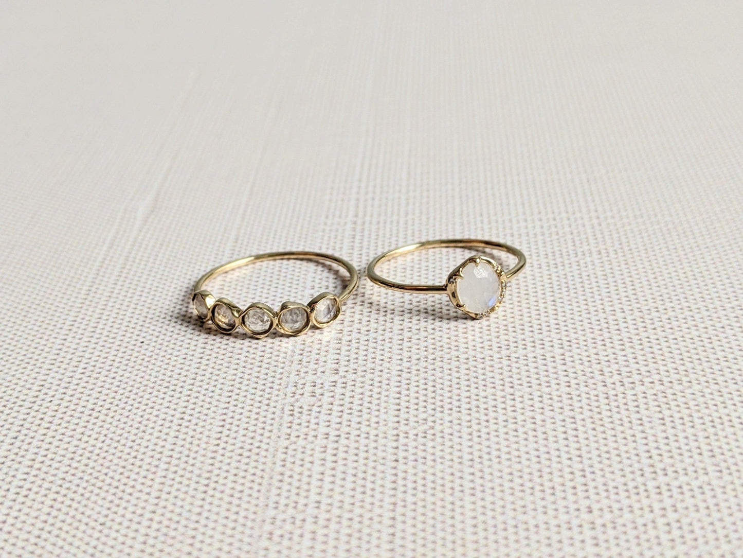 Moonstone Solitaire Ring in 14K Yellow Gold