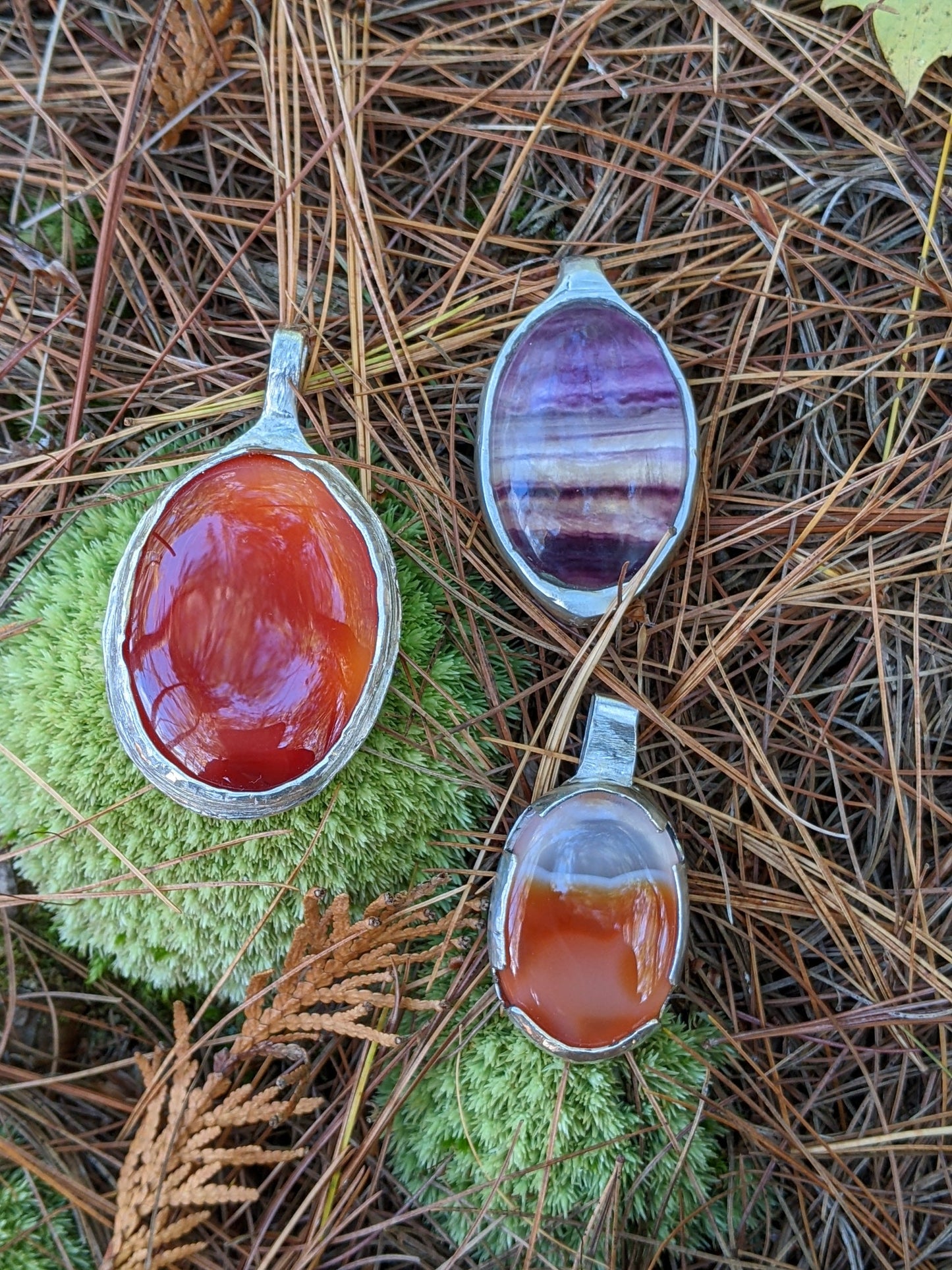 Carnelian Necklace in Sterling Silver | Large OOAK Statement Pendant | 16–18” Adjustable Chain | Echoes of the Lake Collection