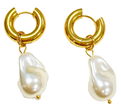 Pearl Circle Drop Earrings