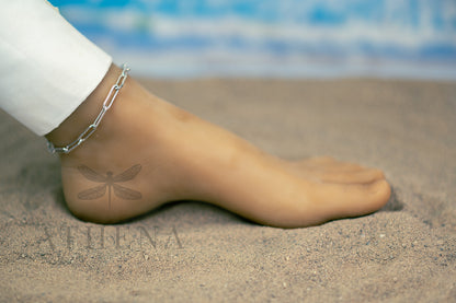 Athena’s Bold Link Anklet – Sterling Silver or 18K Yellow Gold | Handcrafted Paperclip Chain