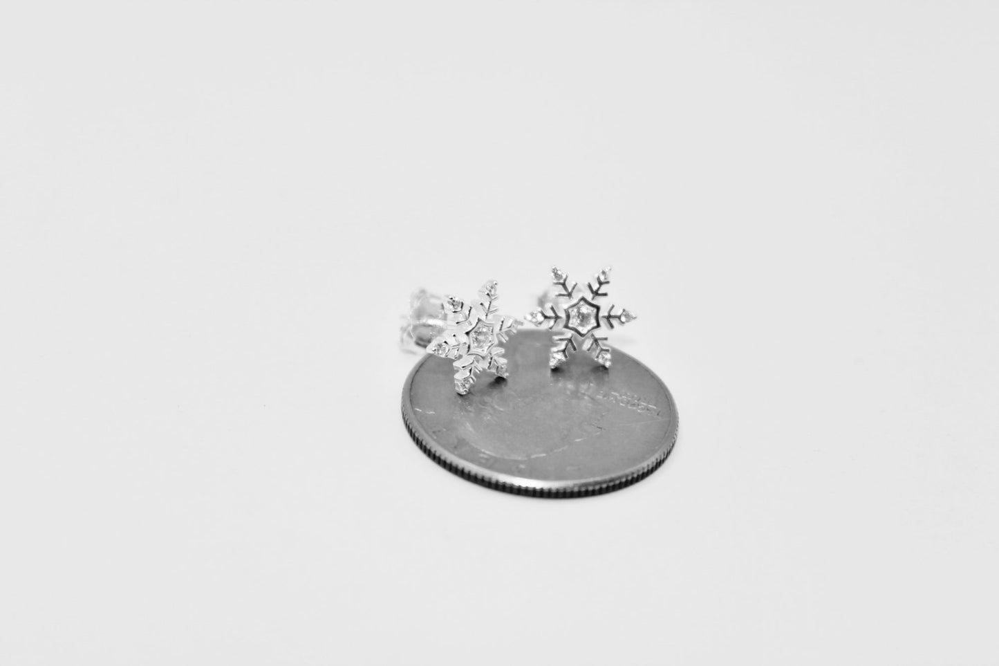 Snowflake CZ Studs in Sterling Silver