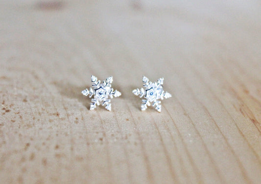Snowflake CZ Studs in Sterling Silver