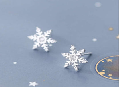 Snowflake CZ Studs in Sterling Silver
