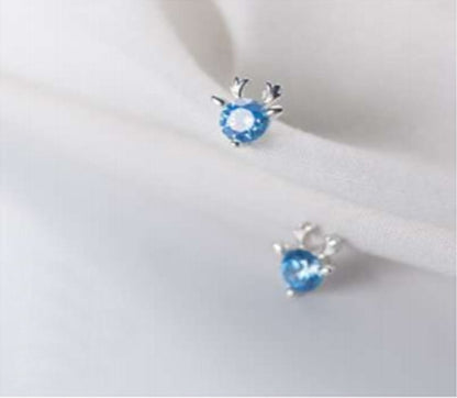 Reindeer Birthstone Stud Earrings – Sterling Silver Platinum-Plated