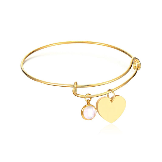 Shell Heart Charm Bangle