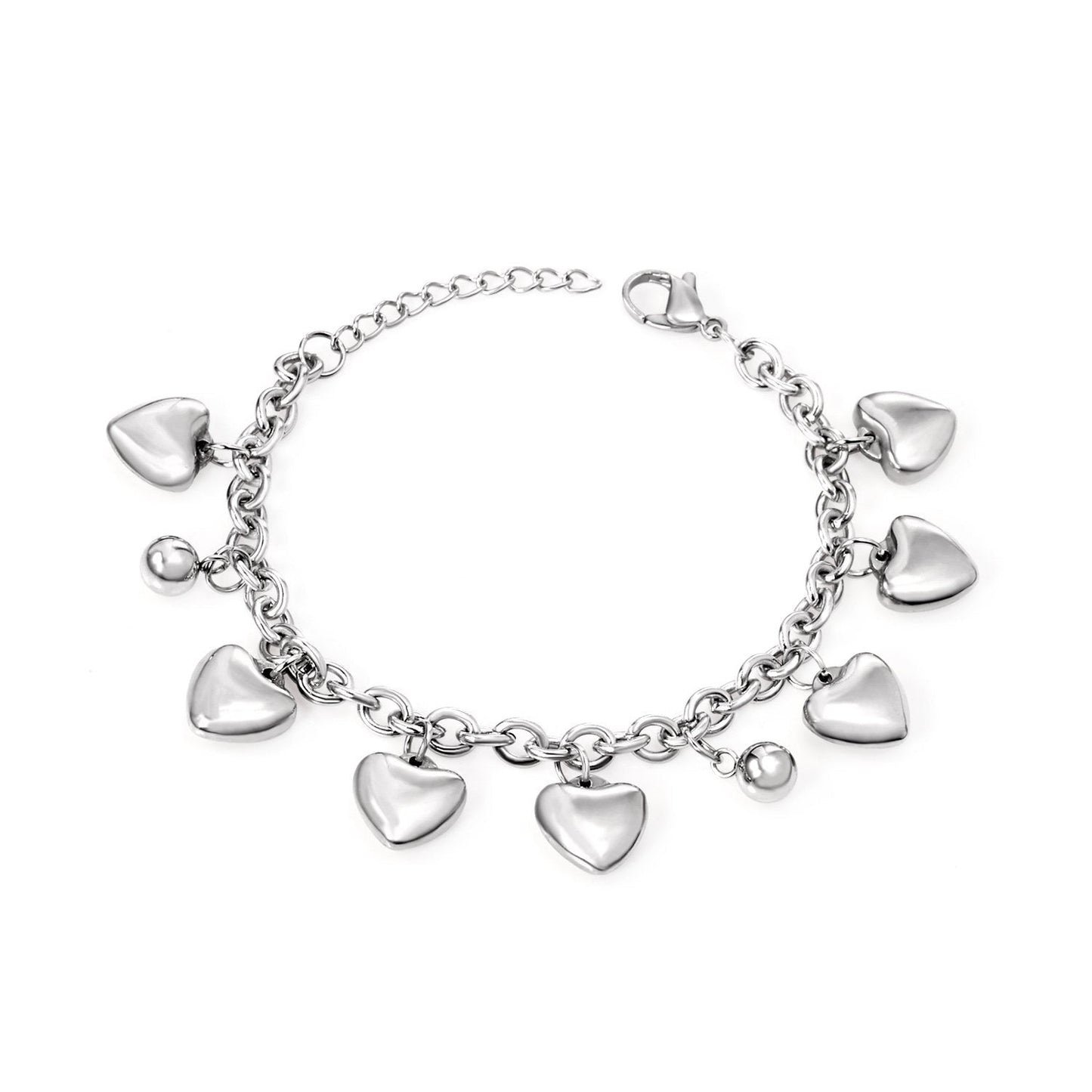 Heart & Sphere Charm Bangle