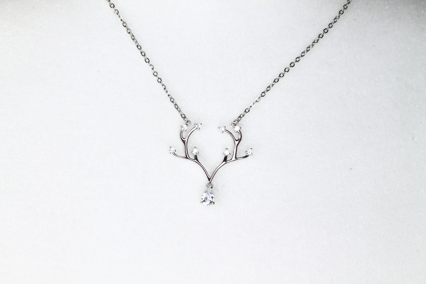 Antler Rack Necklace with Cubic Zircon Pendant