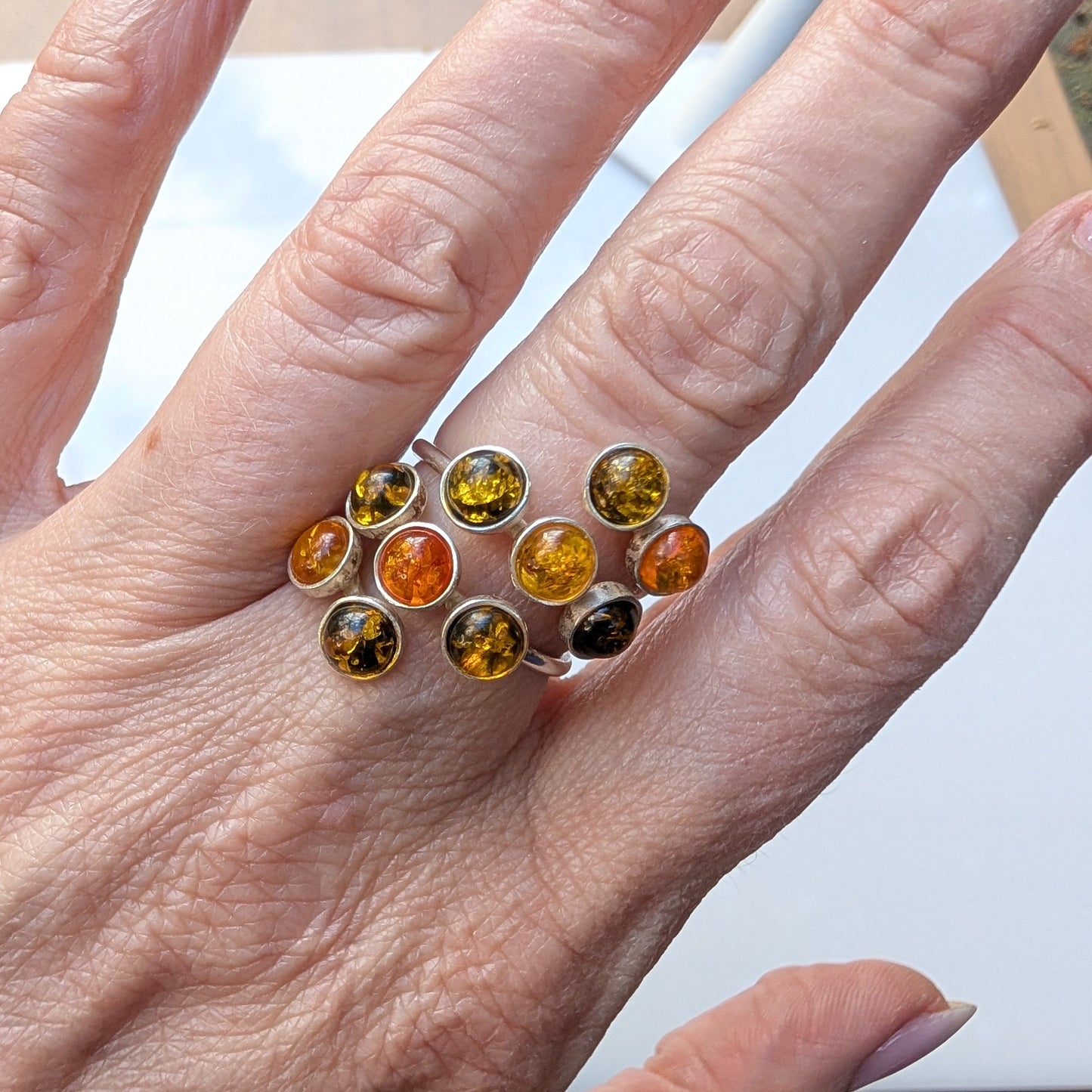 Amber Garden Ring | Silver Amber Cocktail Ring | Tears of the Sun
